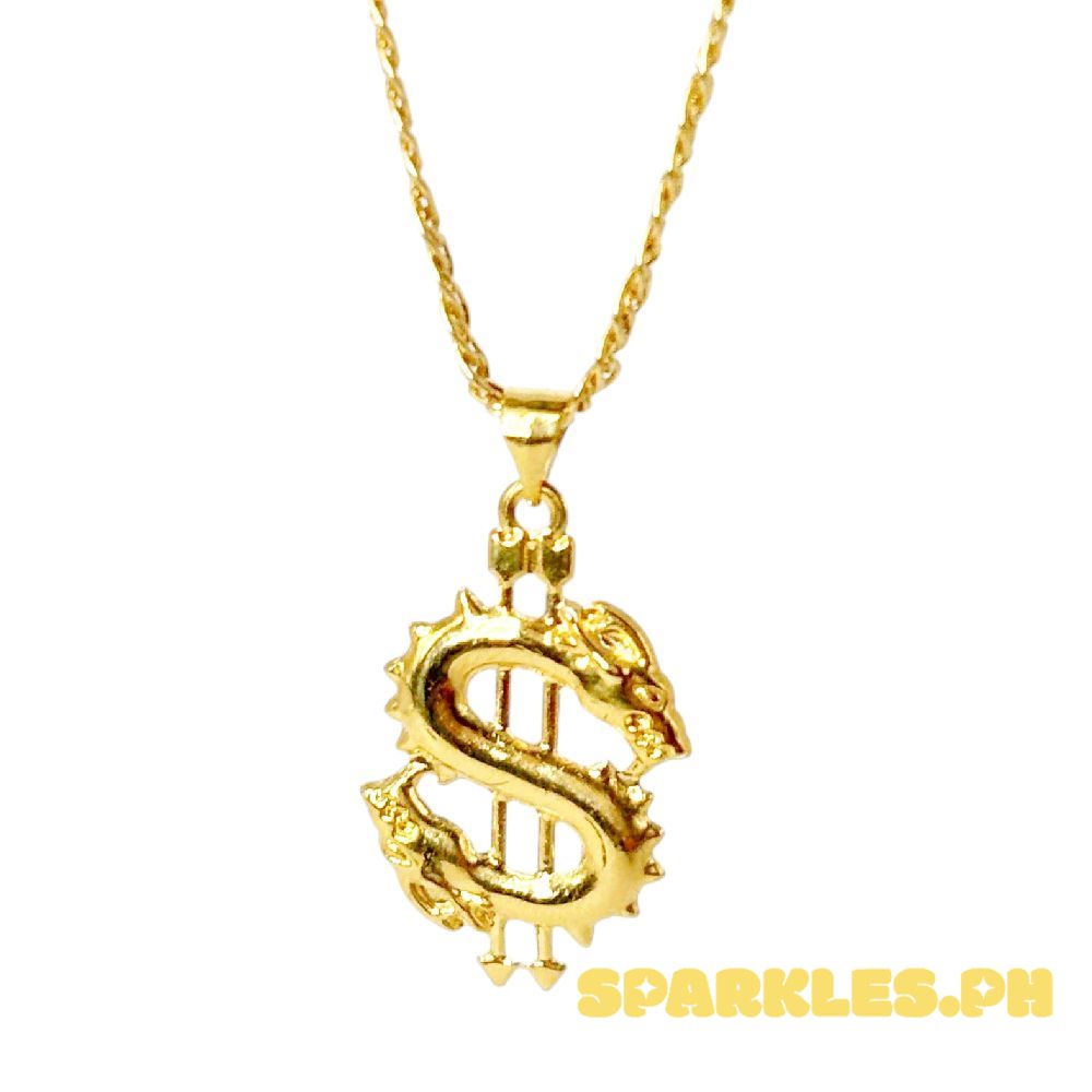 18k Saudi Gold Set Dollar Pendant + Tauco Knot Chain 20"