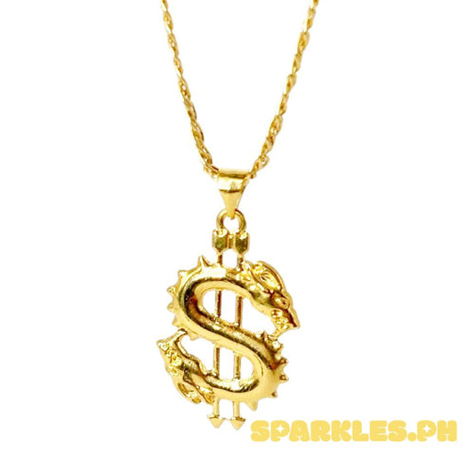 18k Saudi Gold Set Dollar Pendant + Tauco Knot Chain 20"
