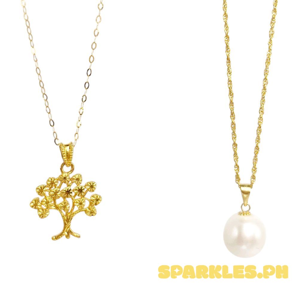 18k Saudi Gold Combo Sets Punong Ginto HOLLOW + Tauco Chain lv1 & FreshWater Pearl + Rope Chain 16"