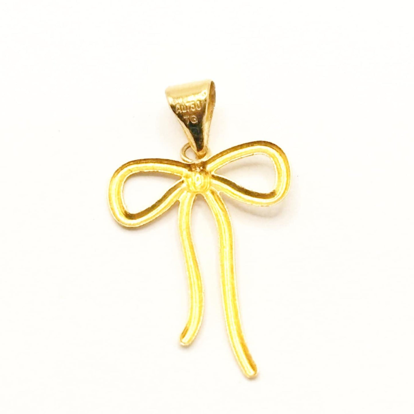 18k Saudi Gold Ribbon Style Open Back Solid Pendant - SKU-YLW3E8YB