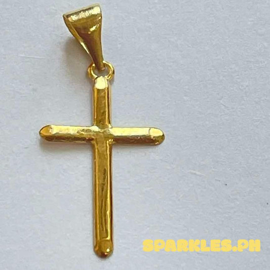 18k Saudi Gold Big Mini Plain Cross Solid Pawnable - SKU-EE8YREOQ