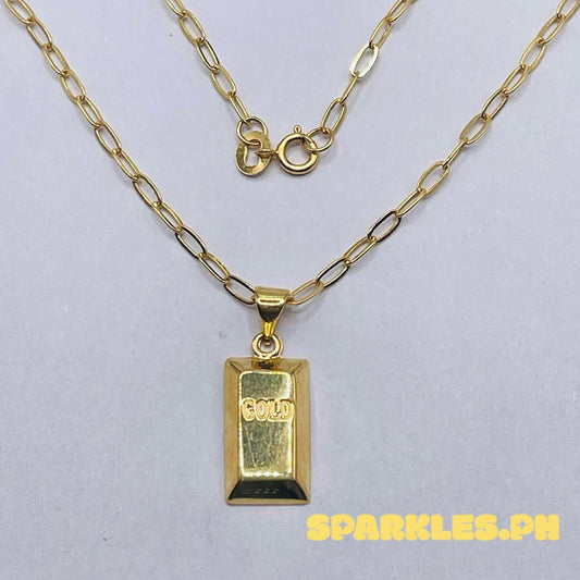 SET Gold Bar + Micro Makapal Chain Solid Pawnable