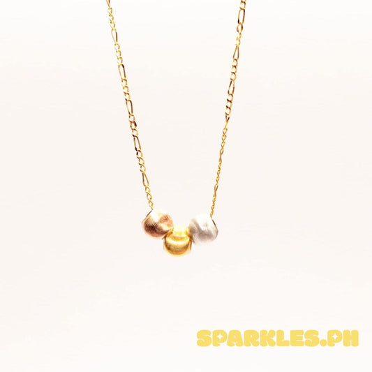 18k Saudi Gold Set Cat Eye Pendant + Figaru Chain 16"