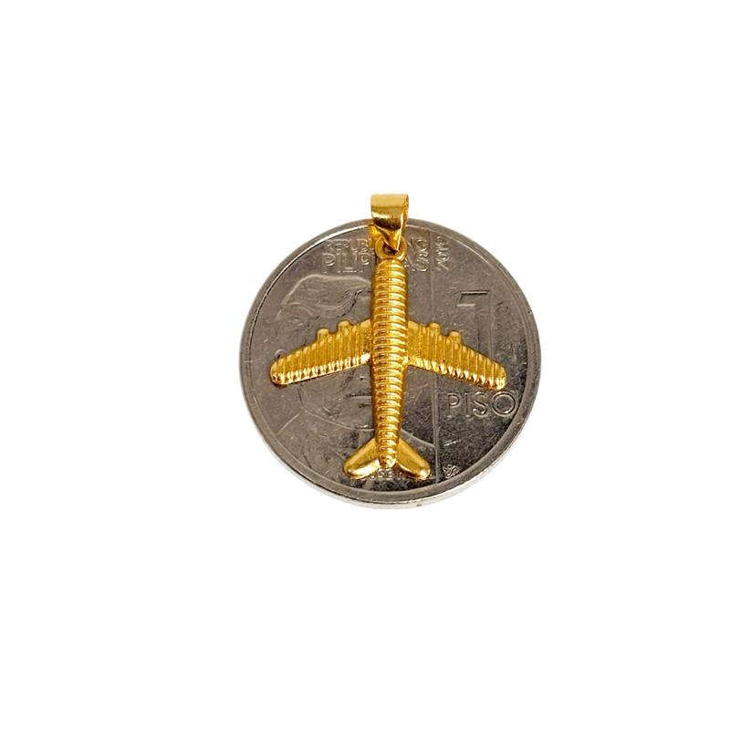 18k Saudi Gold Set Diacut Airplane + Cadena Chain 20”