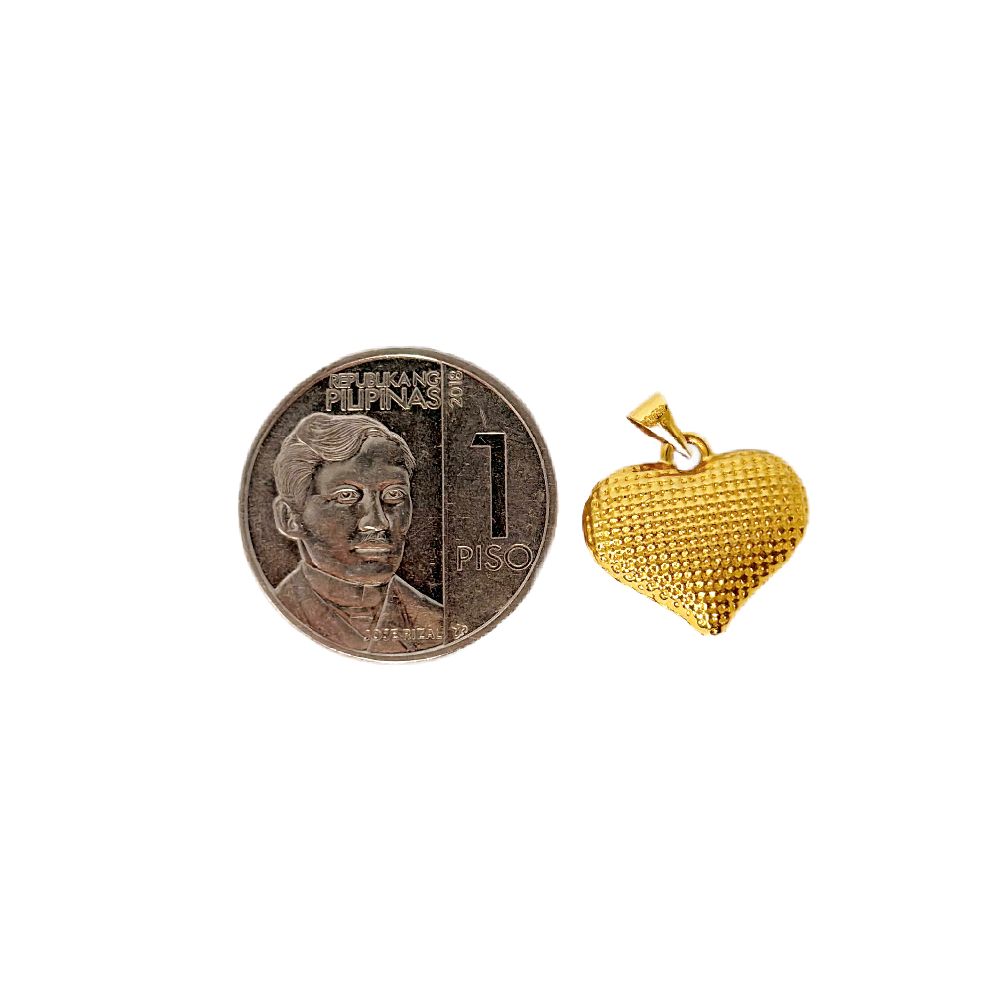 18k Saudi Gold Set Jumbo Dotted Heart + Tauco Knot 18" Manipis