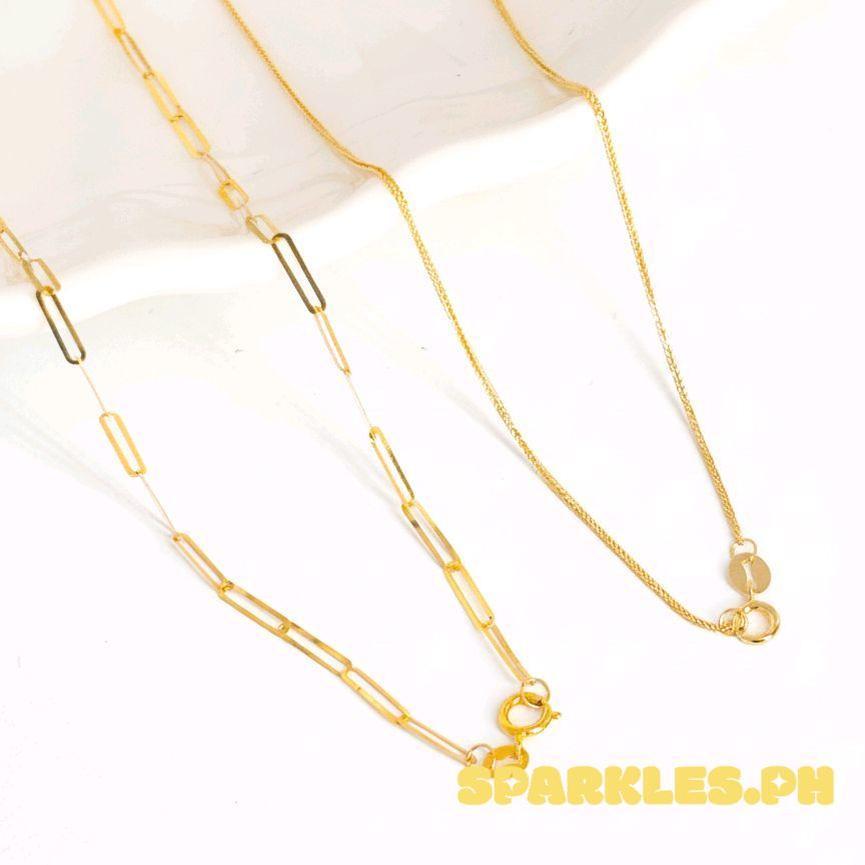 18k Saudi Gold Combo 2×5mm Paperclip Chain 20" + Foxtail Chain 18"
