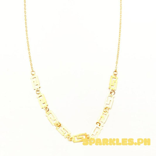 18k Saudi Gold Cut Greek Tauco Necklace - T1WYEW0F