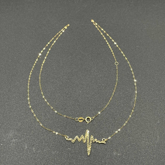 18k Saudi Gold Heart Beat Style Necklace Solid Pawnable