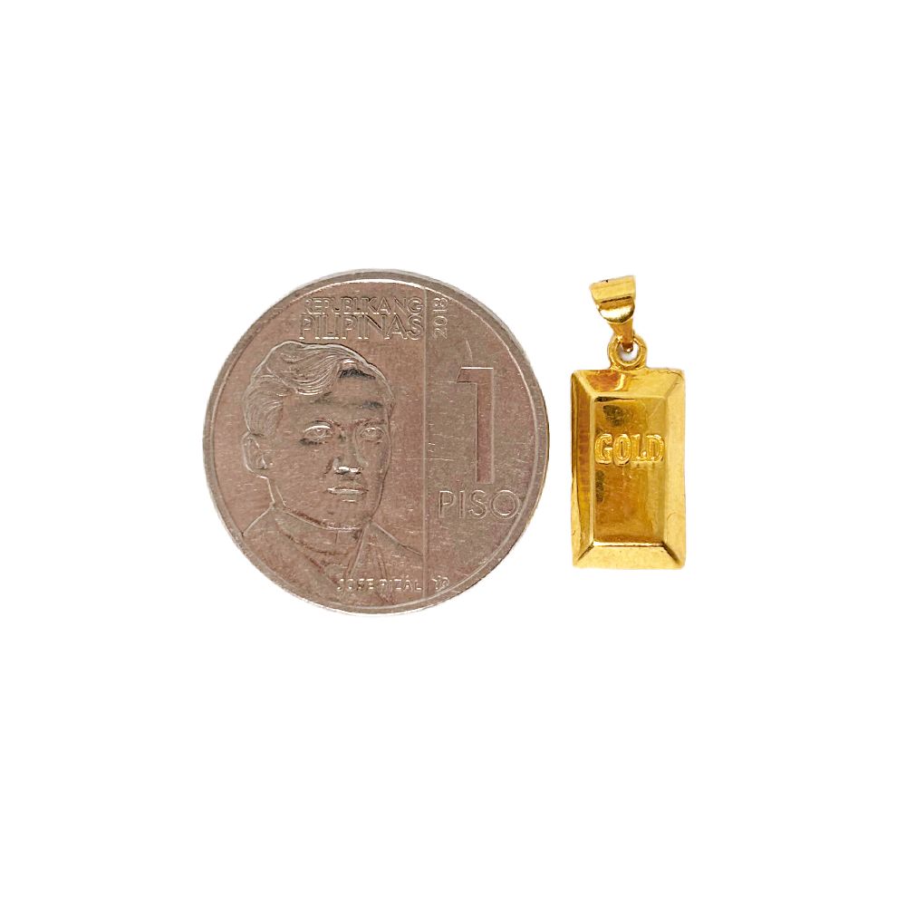 18k Saudi Gold Set Gold Bar + Beaded Chain 18"