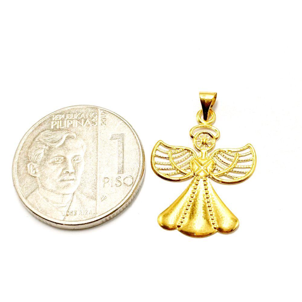 18k Saudi Gold Guardian Angel Pendant - SKU-CLVSQDAJ