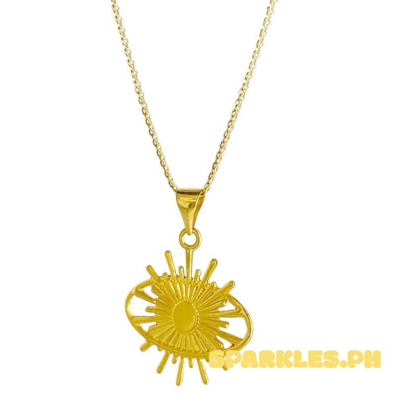 18k Saudi Gold Set Sunburst + Bismark Chain 18”