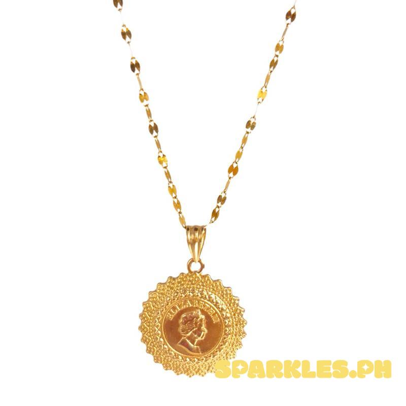 18k Saudi Gold Set Queen Elizabeth Medallion + Dancing Chain Makapal Pawnable