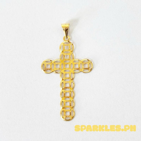 18k Saudi Gold Money Catcher Cross Pendant - SKU-V5DYG314
