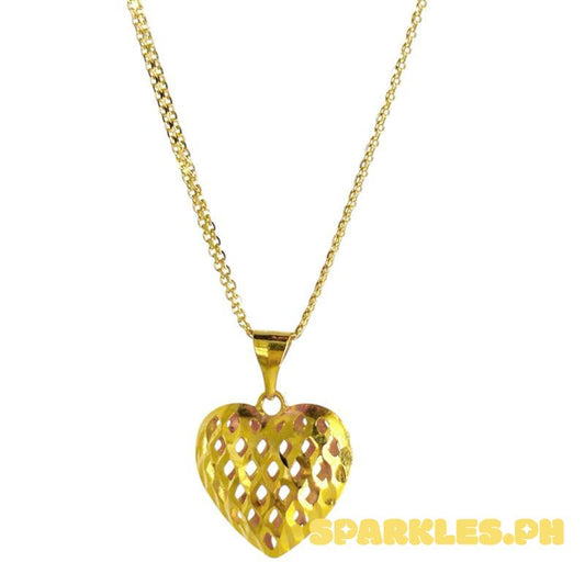 18k Saudi Gold Set Honey Heart + Bismark Chain 18”
