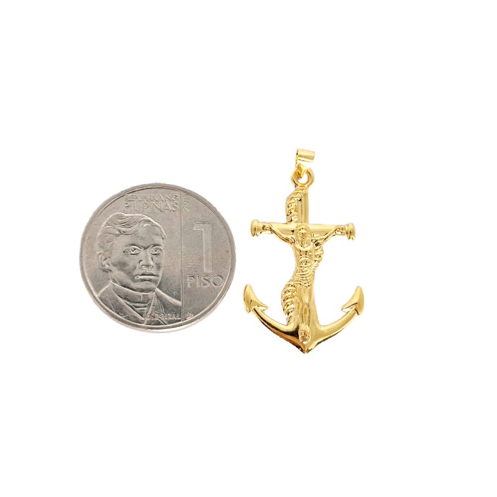 18k Saudi Gold Set Anchor Jesus + Micro Paperclip Makapal 22"