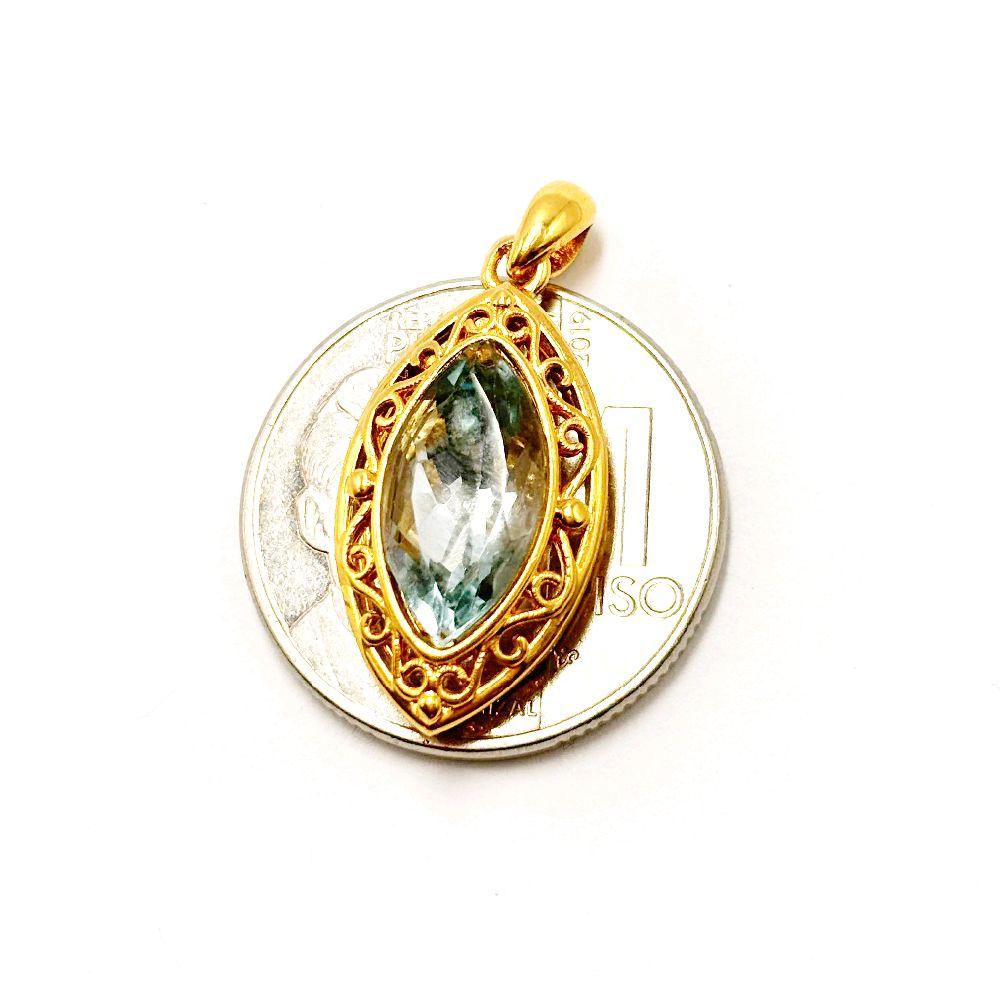 AMPAW/HOLLOW 18k Saudi Gold Oval Topaz  Pendant - SKU-02K19N2K