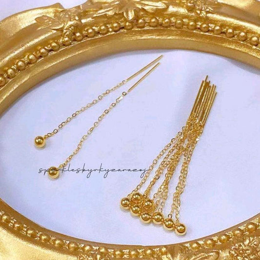 Ball tiktak style earring 18k Saudi Gold - SKU-WMMVIUJY
