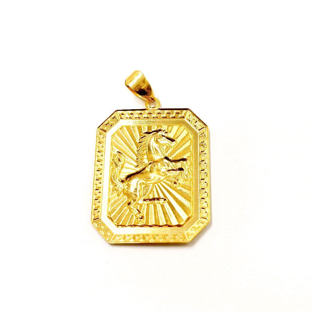 18k Saudi Gold Square Horse Pendant - SKU-6YMIDH6Z