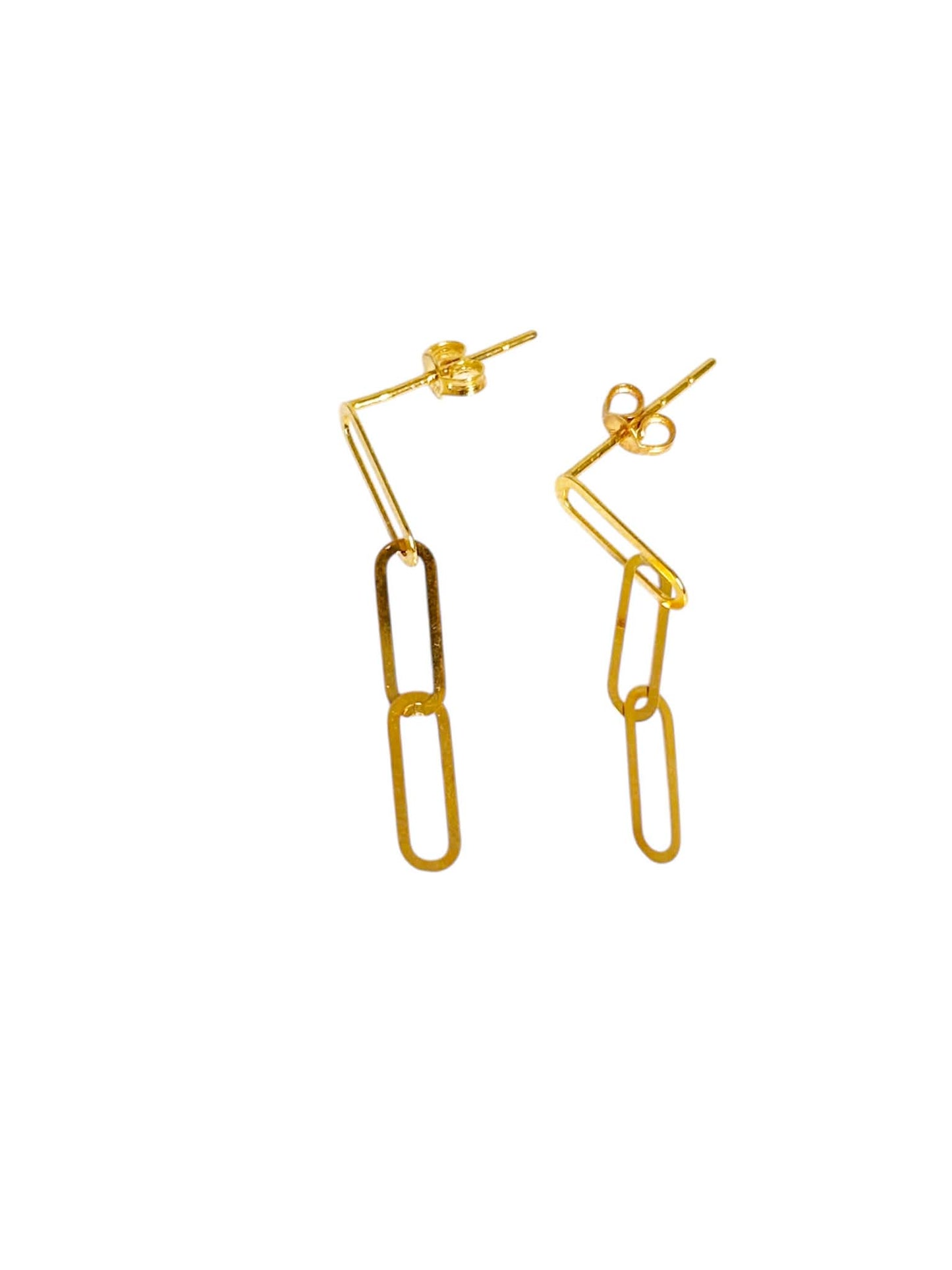 18k Saudi Gold Paperclip Stud Earring - SKUMA3026EAR