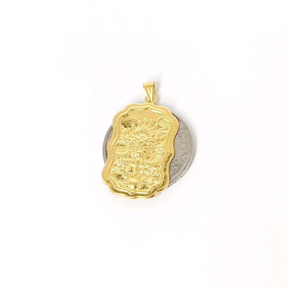 18k Saudi Gold Wavy Dragon Pendant -  SKU-BGN1RM0V