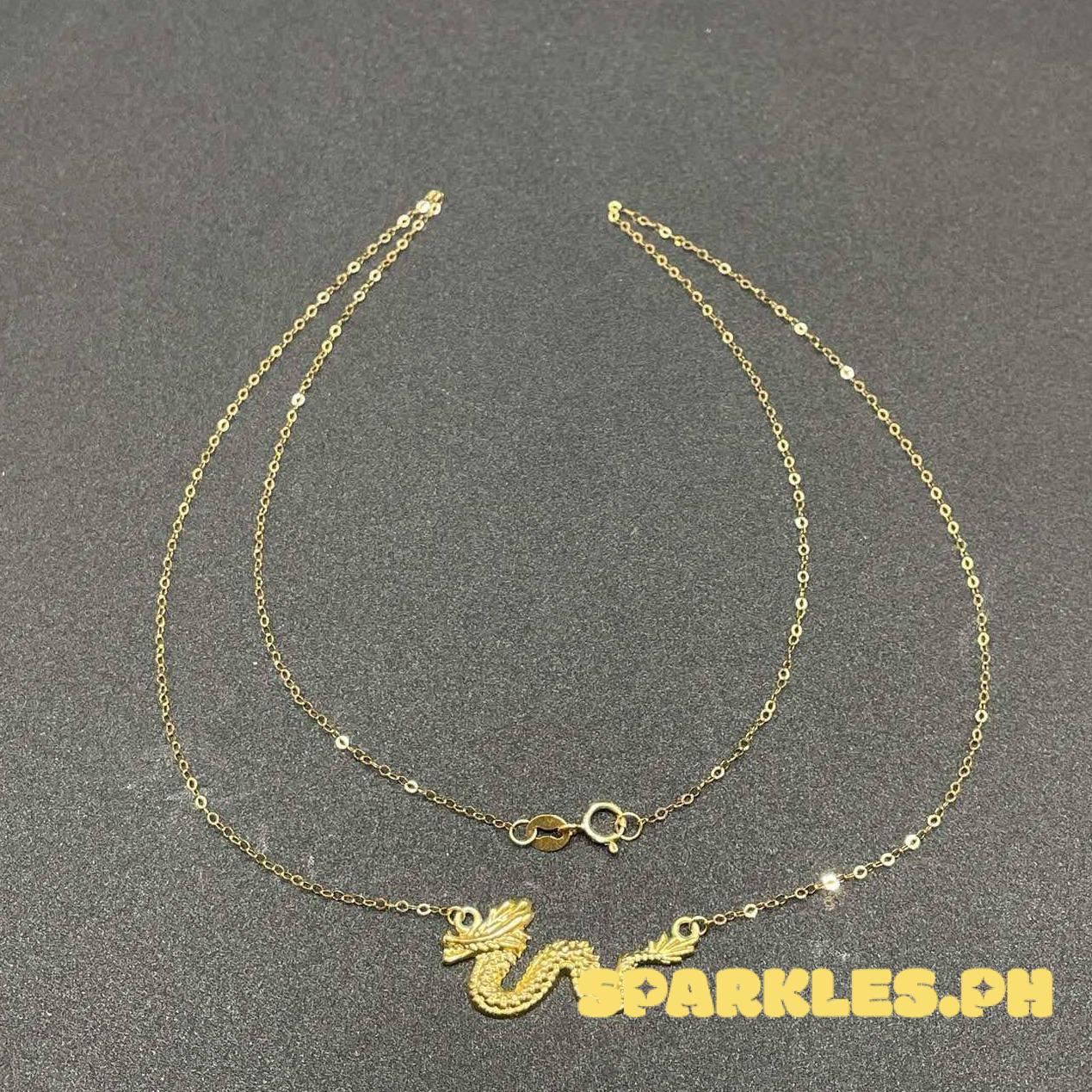 18k Saudi Gold 2025 Lucky Snake Dragon Necklace Solid Pawnable