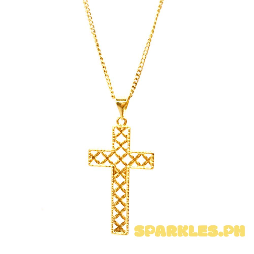 18k Saudi Gold Set Pattern Cross + Cadena Chain 20"