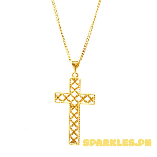 18k Saudi Gold Set Pattern Cross + Cadena Chain 20"
