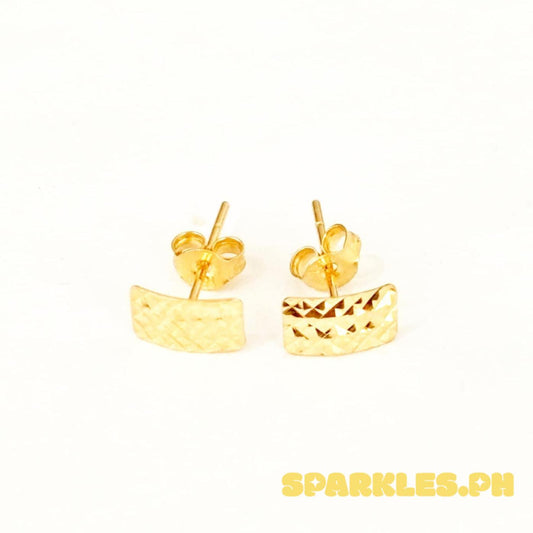18k Saudi Gold Diacut Bricks Earring - SKU-I8KXFA6D