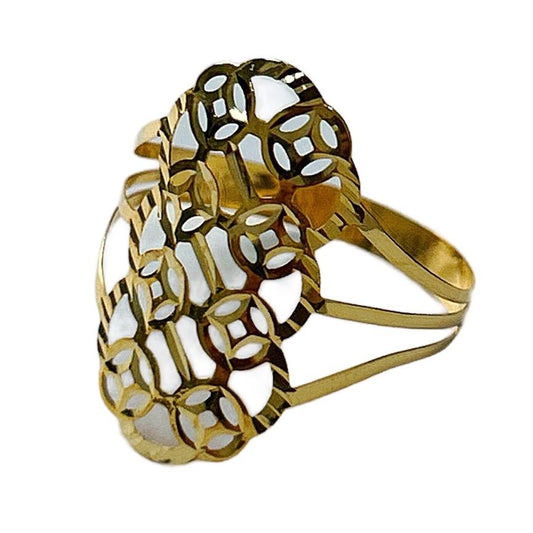 18k Saudi Gold Big Oval Diacircle Ring Pawnable