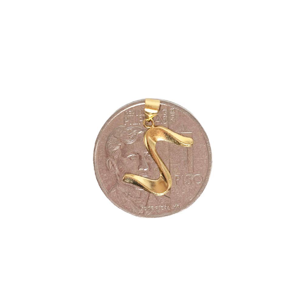 18k Saudi Gold Set Wave Pendant + Foxtail Chain 16"