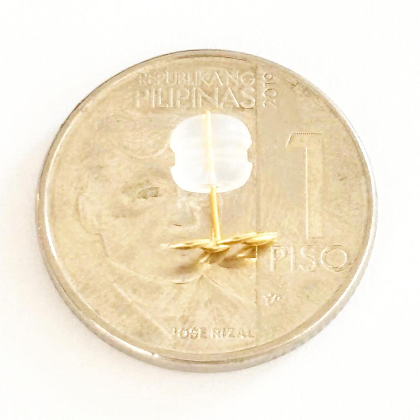 18k Saudi Gold Sprout Earring with Silicon Pakaw - SKU-5EYW84GM