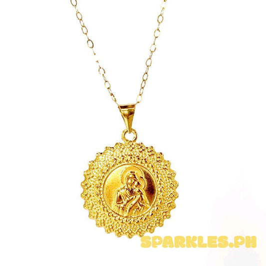 18k Saudi Gold Set Mary & Child Medallion + Tauco Chain lv1
