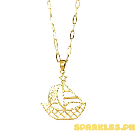 18k Saudi Gold Set Star Boat + Micro Paperclip Makapal 18"
