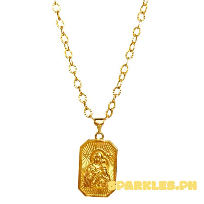 18k Saudi Gold Set Devotion Pendant + Diacut Circle Chain 18”