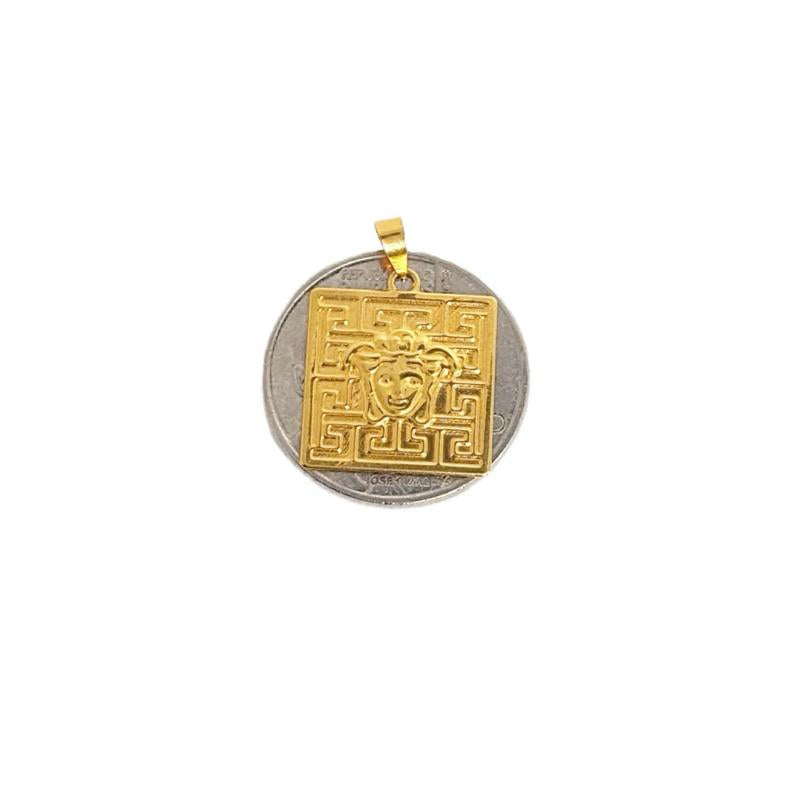 18k Saudi Gold Set Greek Lion Head + Figaru Chain 20”