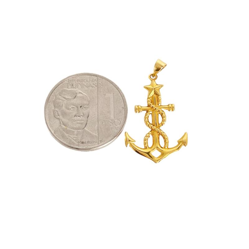18k Saudi Gold Set Anchor Star + Big Tauco Chain 18”