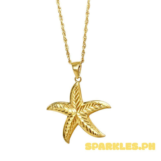 18k Saudi Gold Set Starfish + Rope Chain 20"