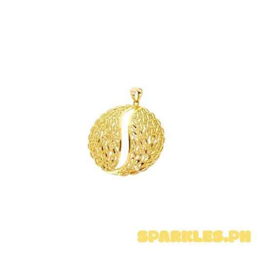 18k Saudi Gold Leaf Circle Pendant - SKU-9SU1CGR8