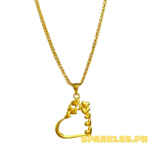 18k Saudi Gold Heart of Hearts + Foxtail Chain Makapal 18”