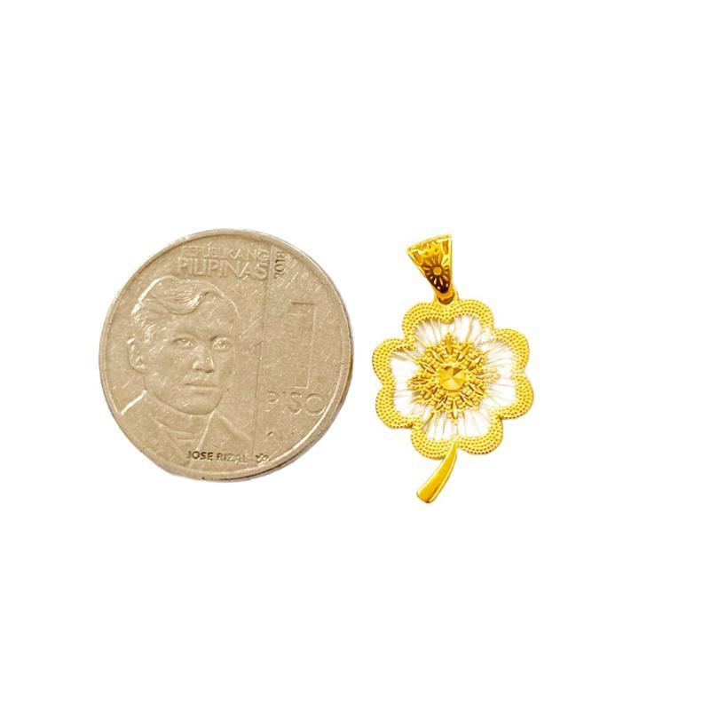 18k Saudi Gold Set Flower Drops + Foxtail Chain Makapal 18”