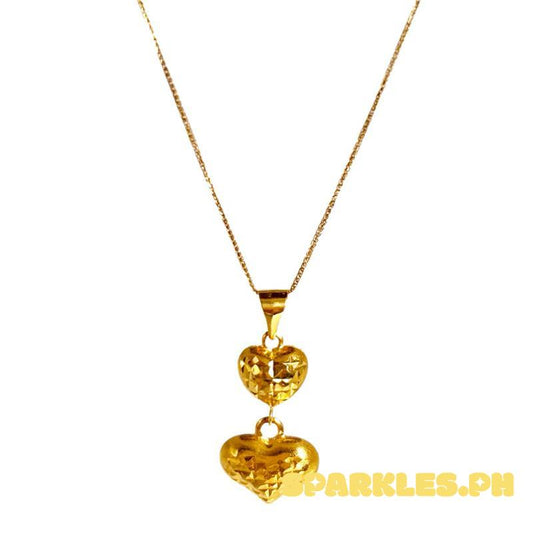 18k Saudi Gold Set  Double Love + Foxtail Chain 18”