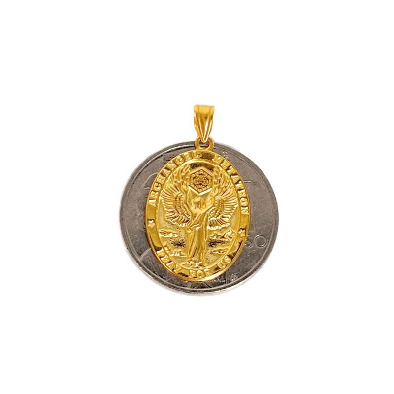 18k Saudi Gold Set Archangel Pendant - SKU-9EKPZCWM