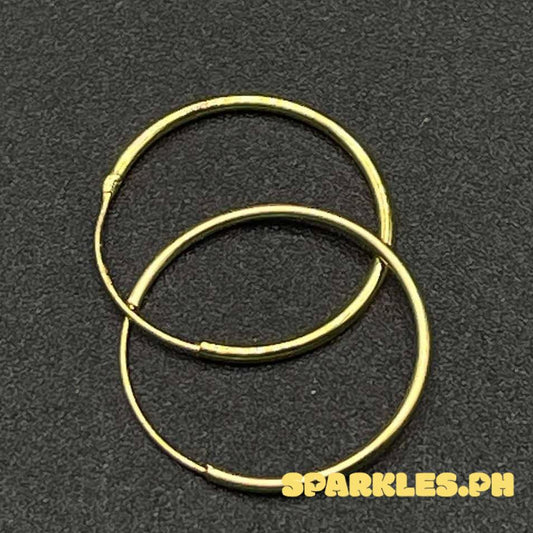 18k Saudi Gold 15mm Plain Loop Earring Solid Pawnable - SKU-OUVRM0OO