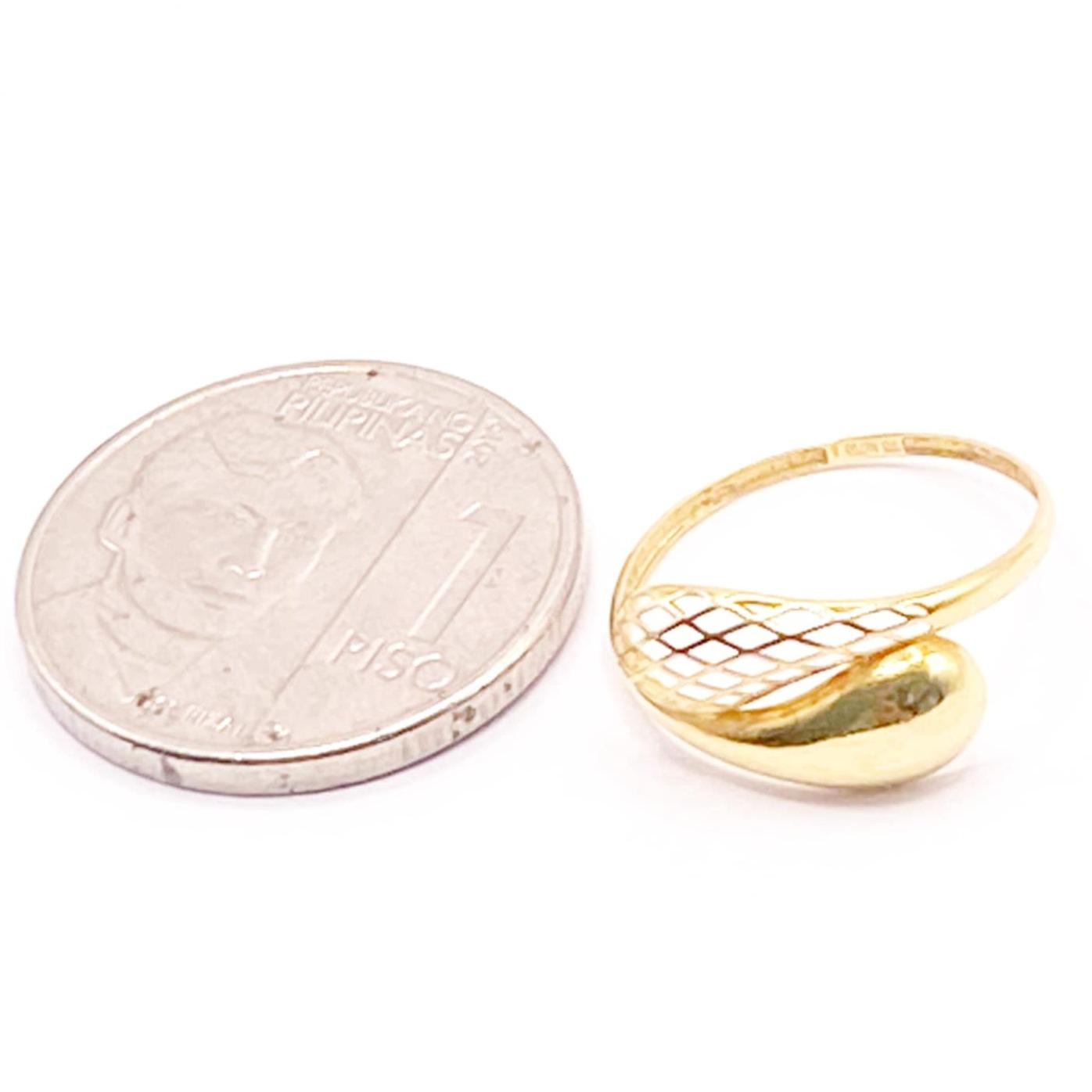 18k Saudi Gold Net Teardrop Ring - SKU-A9GQZ6PI