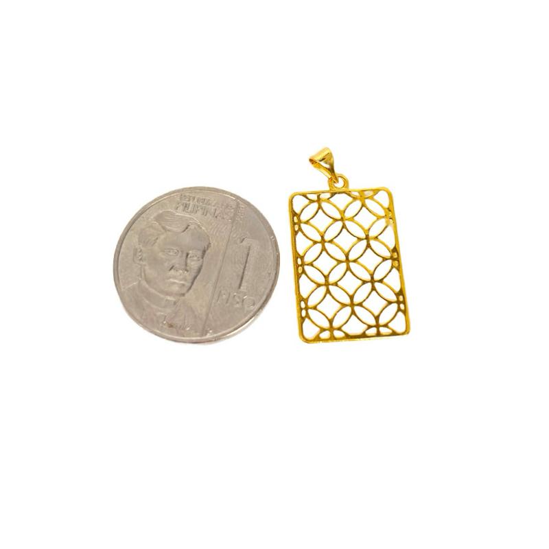 18k Saudi Gold Set Rectangle Money Catcher + Foxtail Chain 18”
