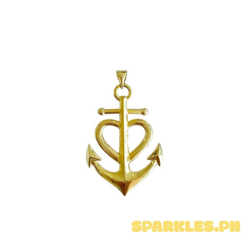 18k Saudi Gold Anchor Heart Pendant - SKU-VK8QY36H