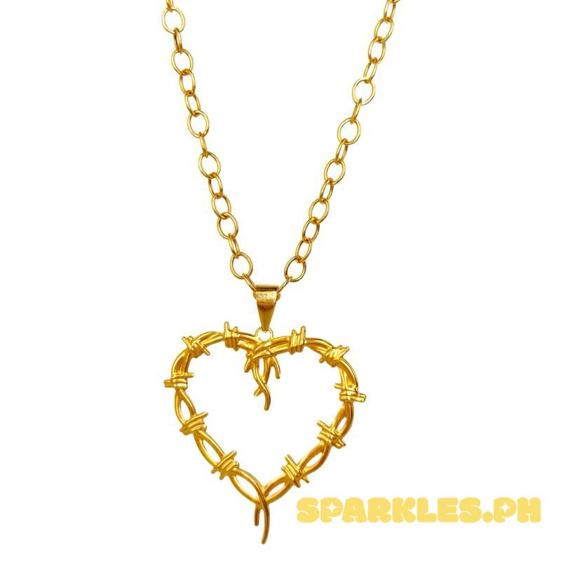 18k Saudi Gold Set Wire Heart + Big Tauco Chain 18”