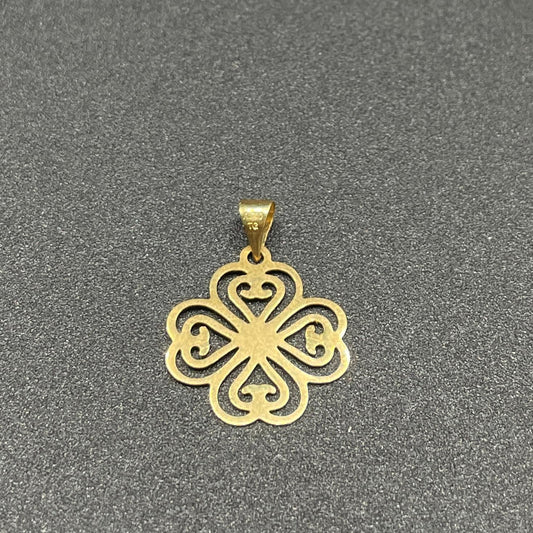18k Saudi Gold .46g per GRAM Splash Clover Flower Pendant Solido Pawnable