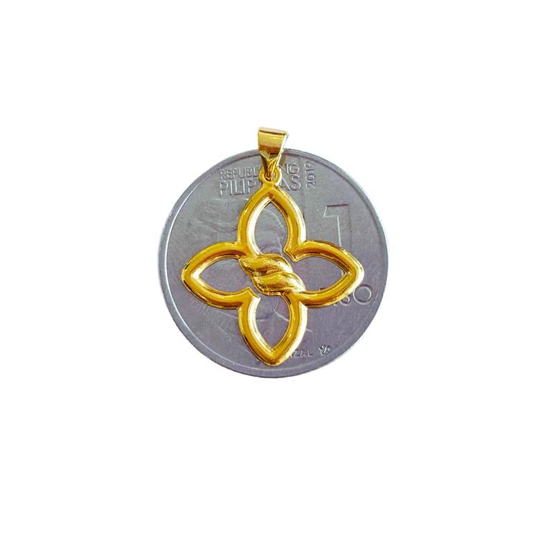 18k Saudi Gold Intertwined Pendant - SKU-IOAEF38M