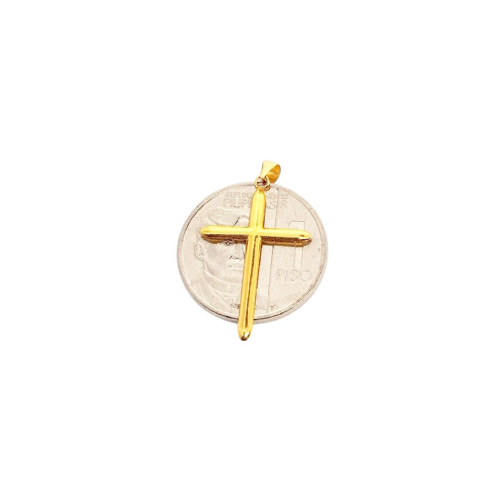18k Saudi Gold Set Simple Plain Cross + Foxtail Chain 18"